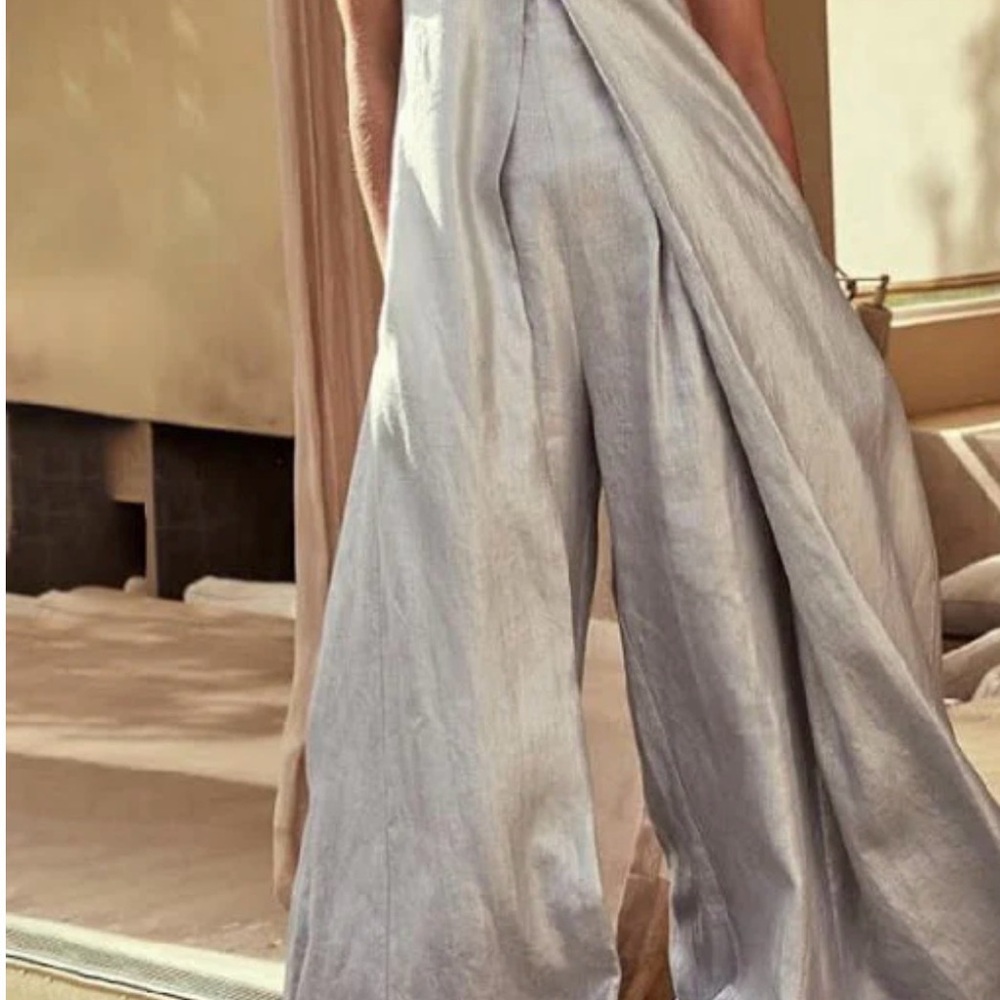 Chic Women's Wide Leg Jumpsuit in Light Gray